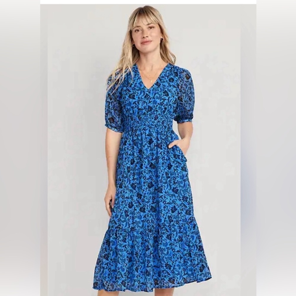 Old Navy Blue Floral Midi Dress